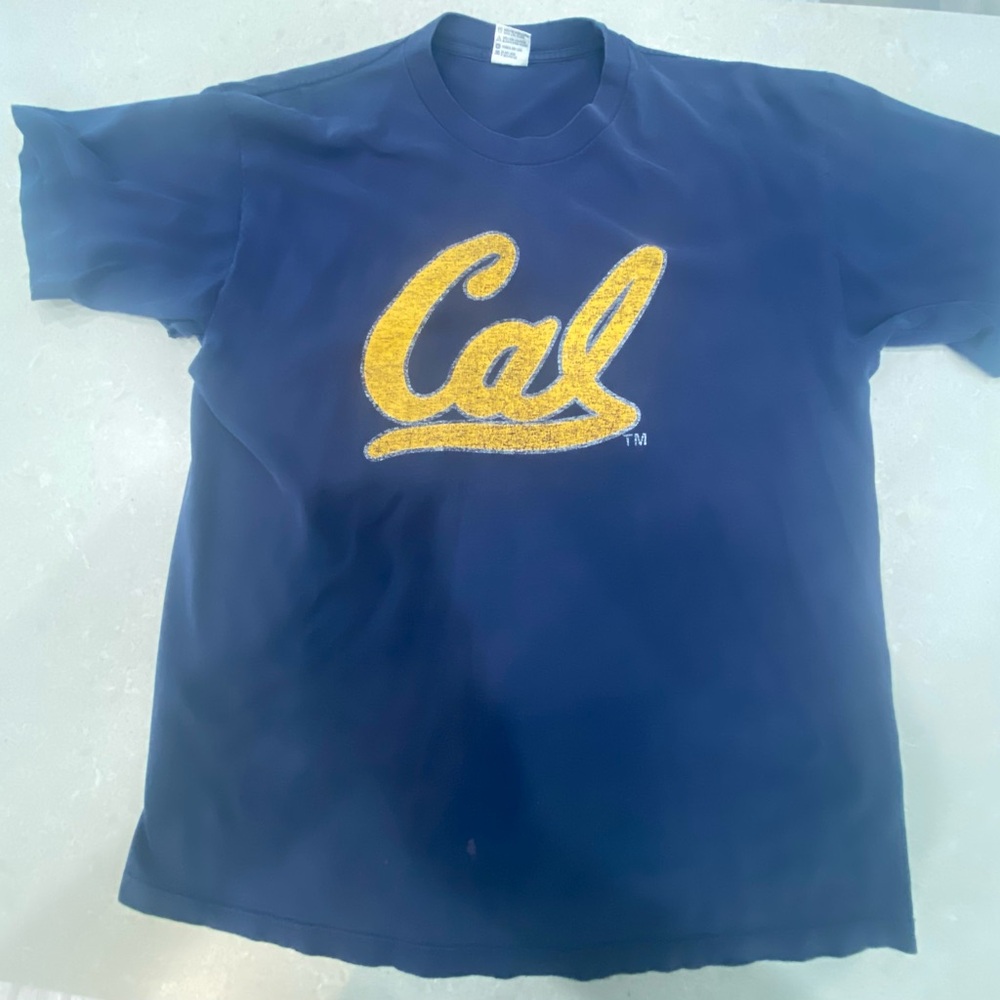 Blue T-Shirt with Yellow 'Cal' Logo Cal Berkely vintage shirt